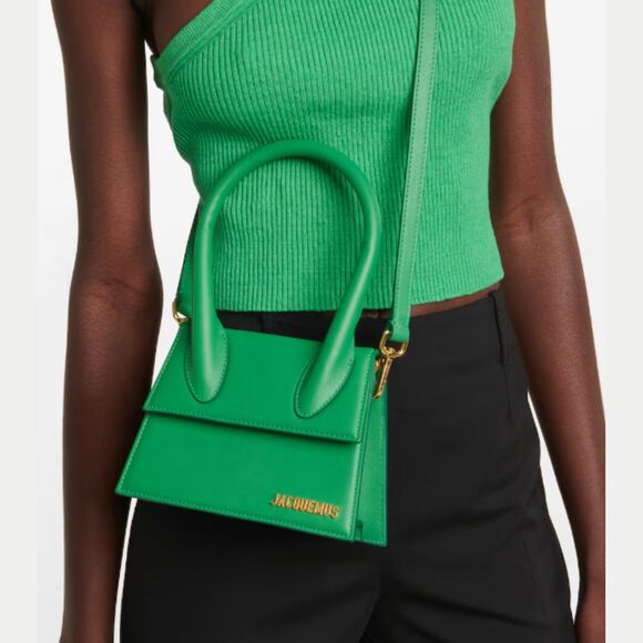 Jacquemus Green Leather Le Chiquito Moyen Top Handle Tote Bag - Picture 1 of 9